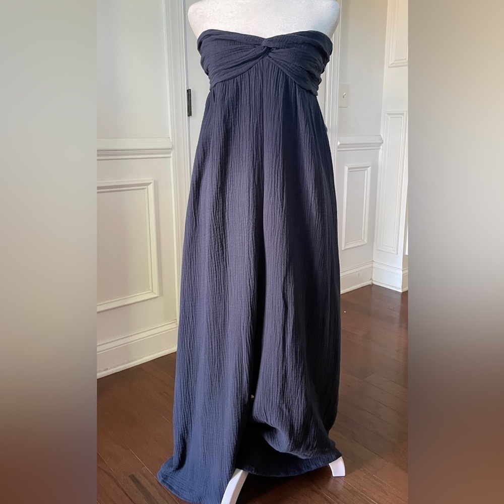 Bucketlist Strapless Twisted Bust Wide-Leg Jumpsuit Size Medium